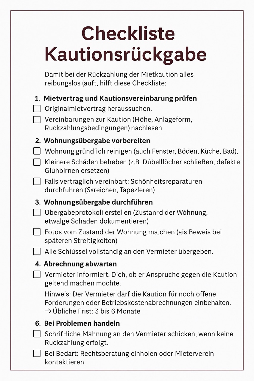Checkliste Kautionsrückgabe